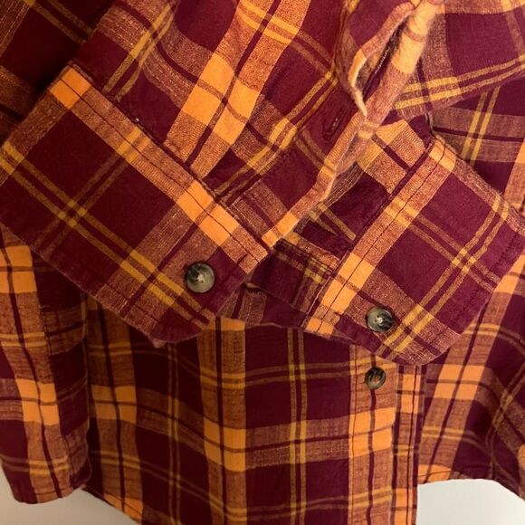 St.John’s Bay Plaid Button Down. Men’s Size XXL. Maroon/Orange. Cotton. Outdoor. - Picture 4 of 6